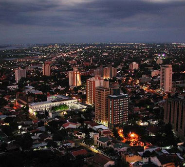 The capital, Asuncion city at night