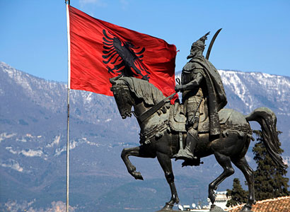The Skanderbeg statue in Tirana's main square