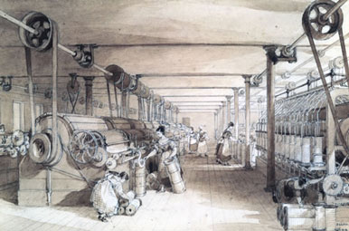 A scene of a factory during the Industrial Revolution