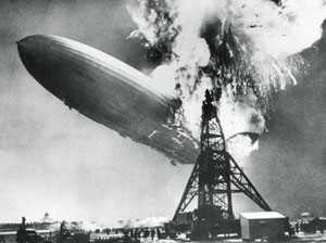 A picture taken of the Hindenburg disaster