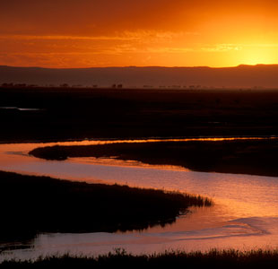 Rio Grande river during a winter sunset