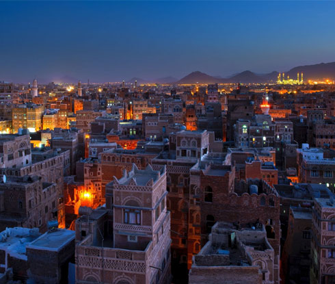 Panorama of Sana'a at night